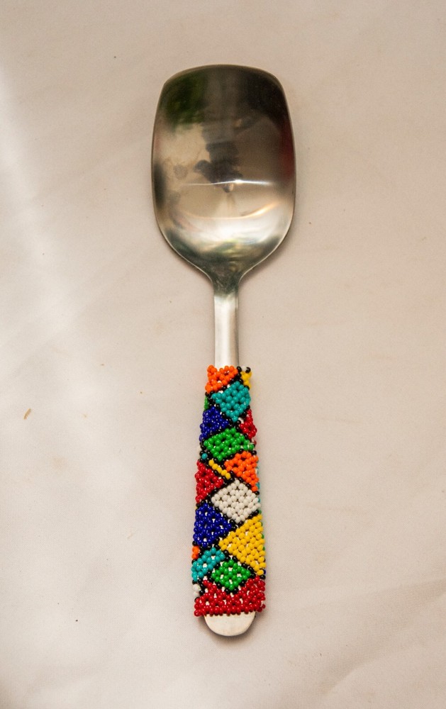 stainless steel beaded serving spoon
