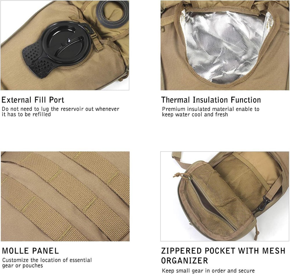 1050D Tactical hydration pack with 3L bladder