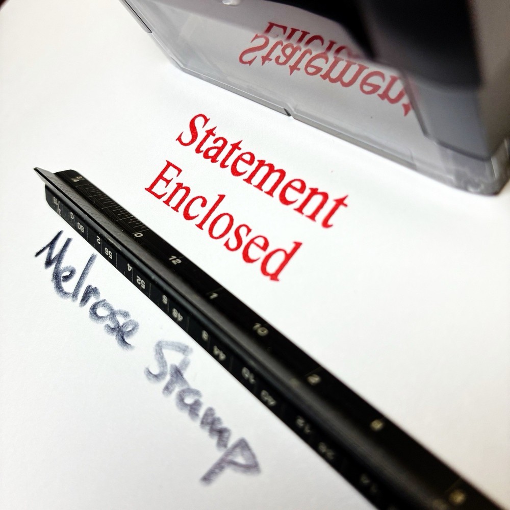 Statement Enclosed Rubber Stamp Red Ink Self Inking Ideal 4913