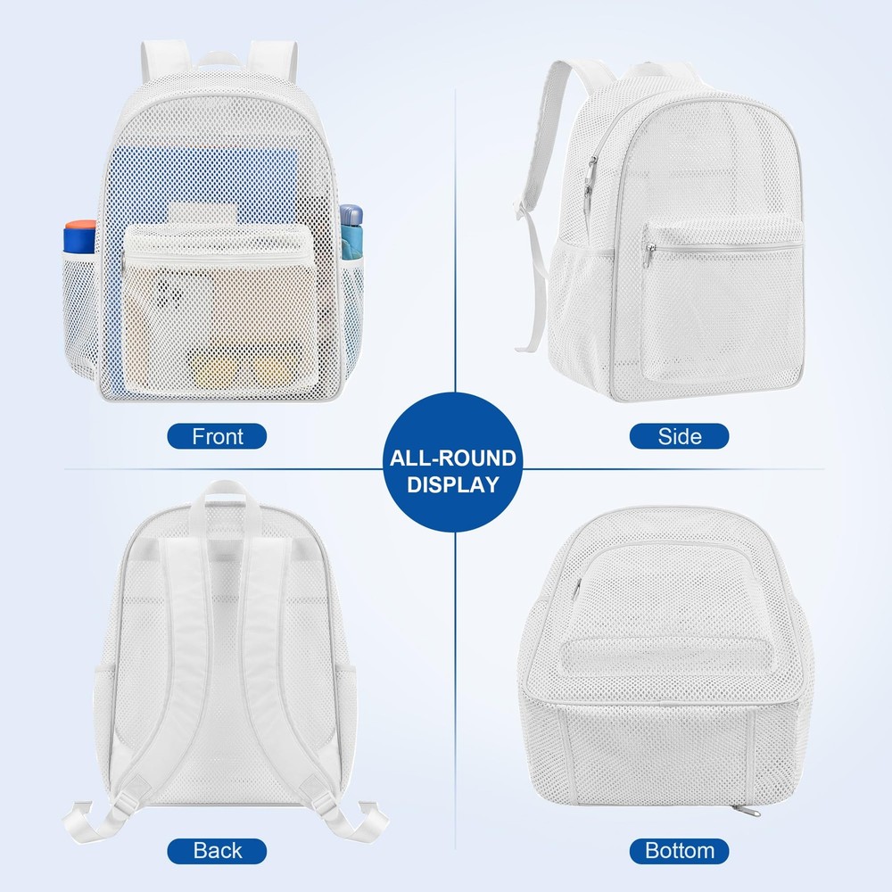 Heavy Mesh Backpack with Rain Cover,See Through Mesh Backpack for School,Beac...