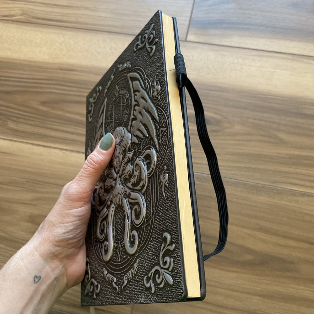 Embossed Silver And Black Cthulhu Spell Book Blank Page Notebook