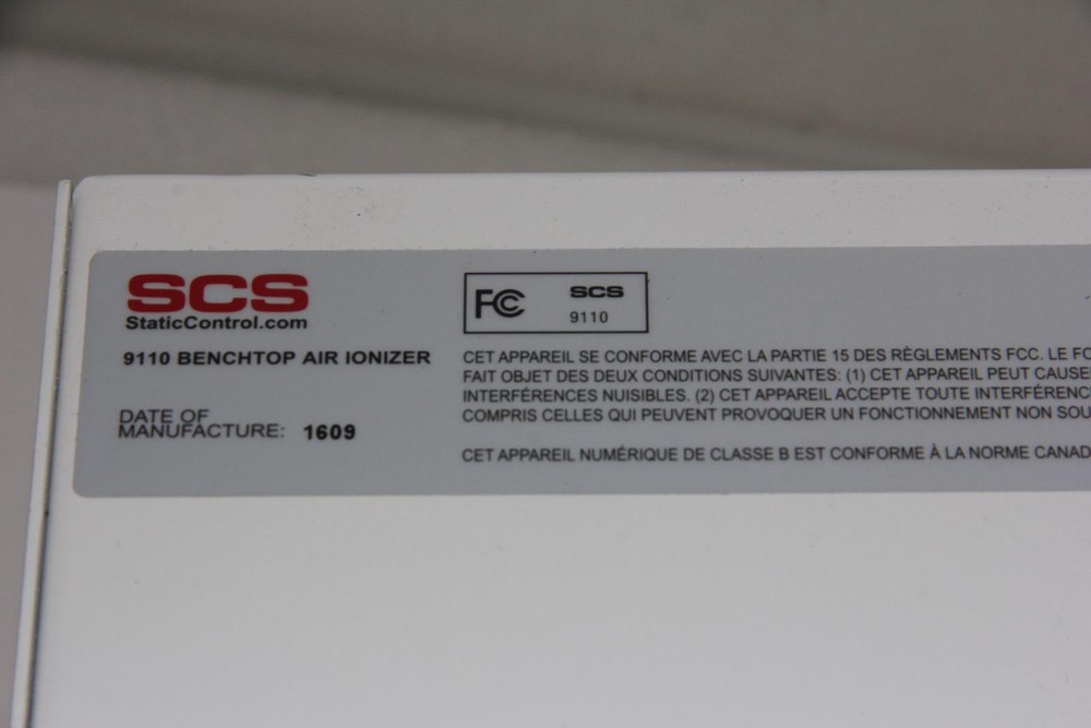 SCS 9110 Benchtop Air Ionizer No Power Adapter