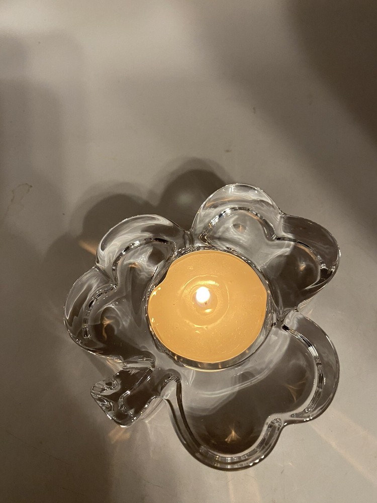 Glass Irish ThreeLeaf Clover Tea Light Pre Owned