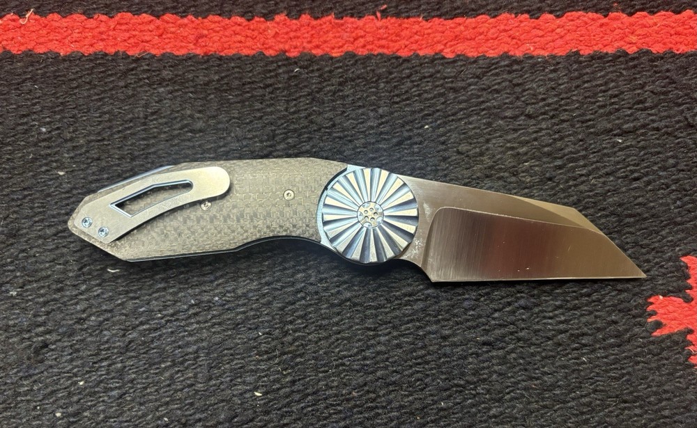 Rod Olson Custom JV Megaburst Flipper Knife 3.375" Titanium Handles