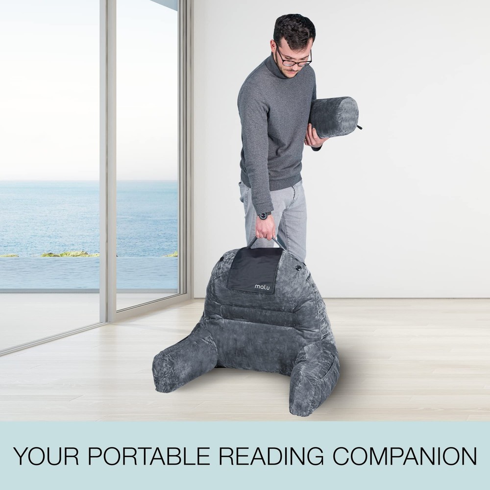 Extra Large Reading Pillow- Ergonomic Pillow- Back Pillow for Bed+ Rolling Ma...