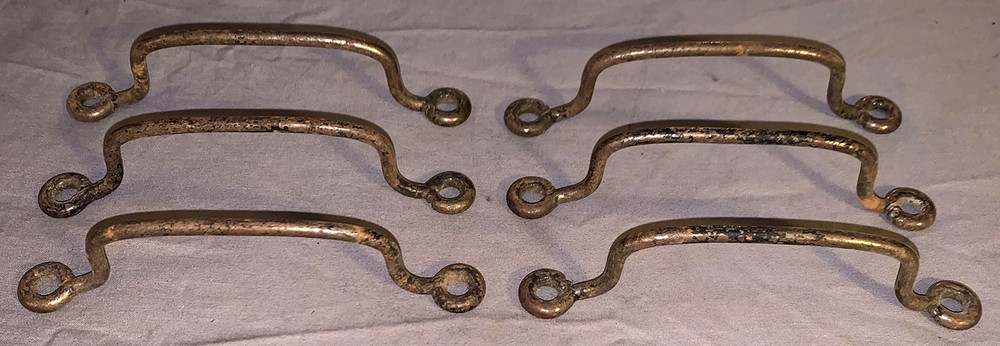 Set  6  Primitive  Antique  Metal  Drawer Pulls