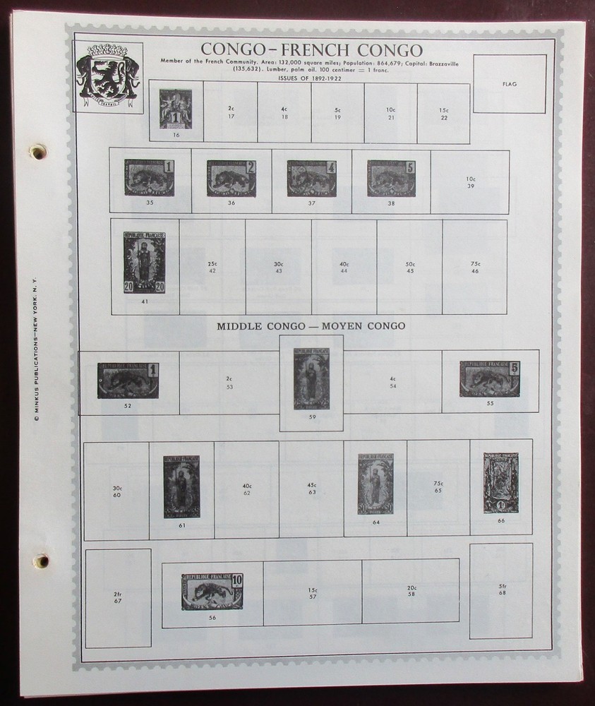 French Congo: Clean Set of Unused Minkus Supreme Global Pages to 1985