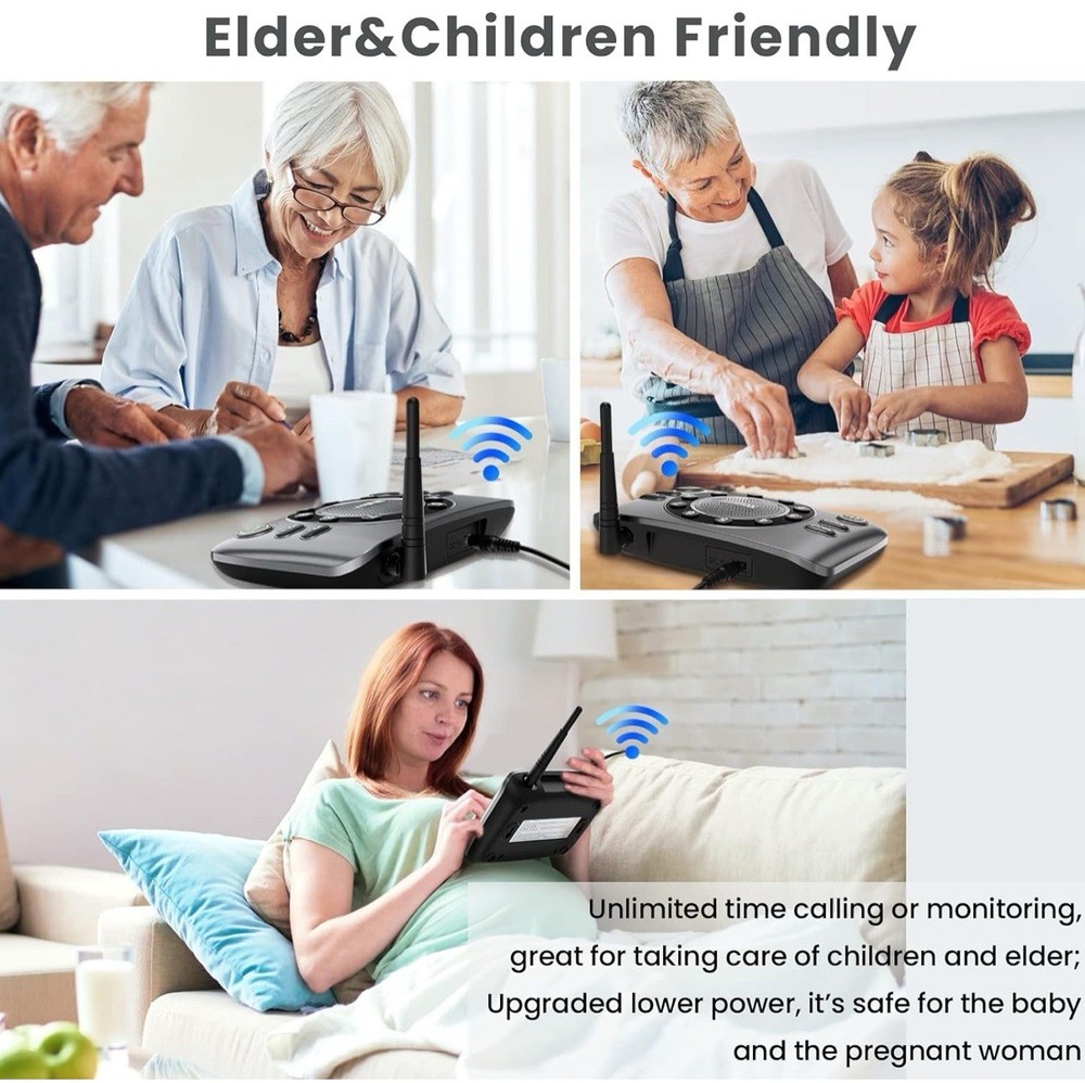 Wuloo S600-P2 Black Gray Wireless Full Duplex Intercom System 2 Pack