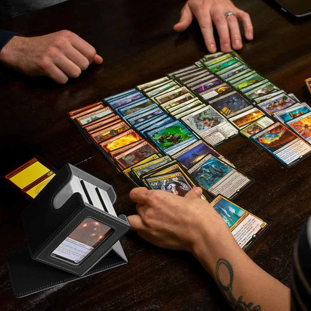 Card Deck Box with MTG Commander Display, Deck Case Holds 100+ Double-Sleeved Ca