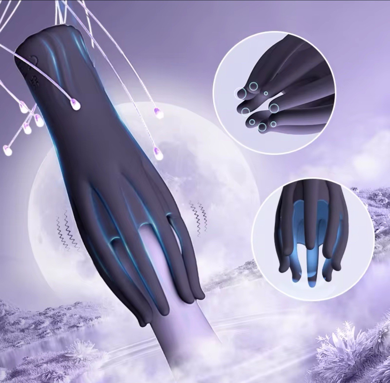 Glans 8-Tentacle Head Exerciser Vibrator 10 Modes USB Rechargeable Silicone