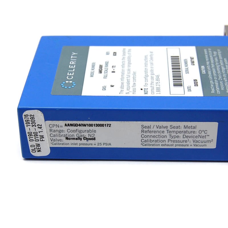 Celerity AANGD40W1 Mass Flow Controller DeviceNet MFC Valve (CH2F2/100cc) C-Seal