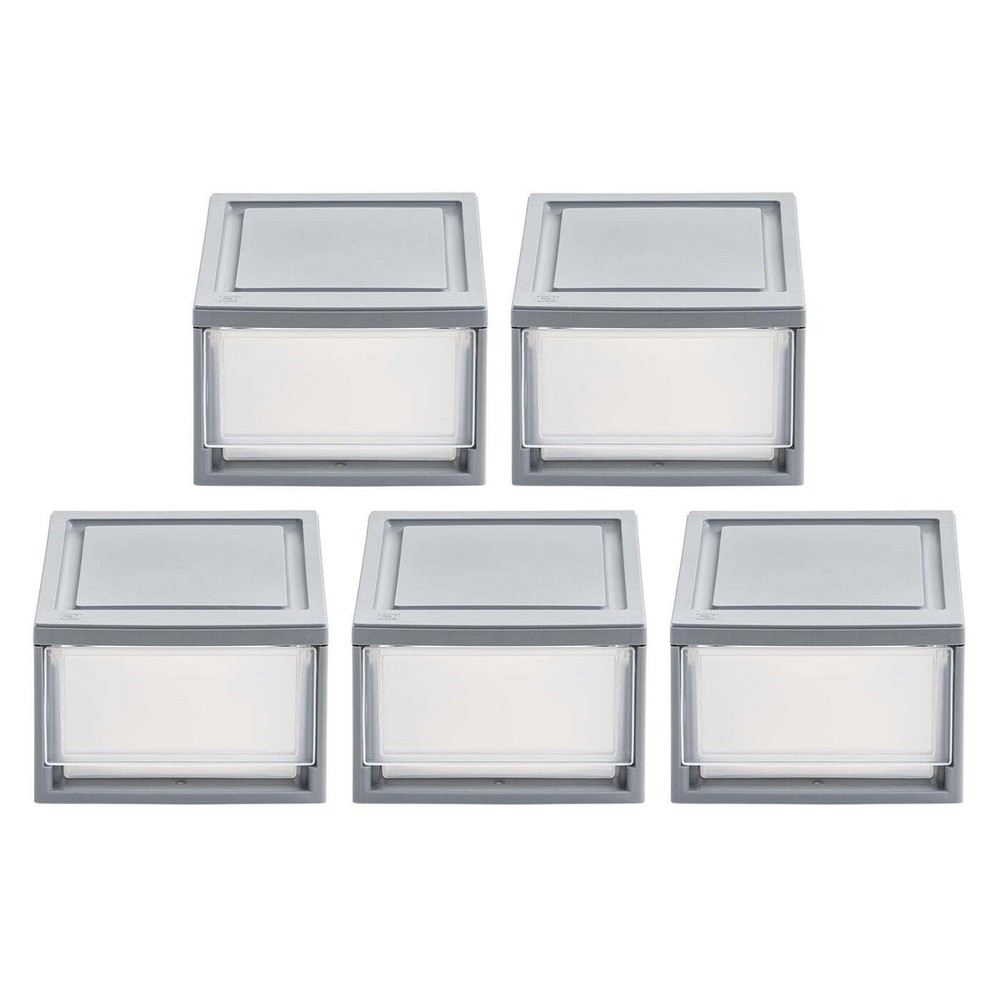 6 Qt Small Plastic Drawers, Under Bed Storage Bins, Stackable, Modular 5Pk