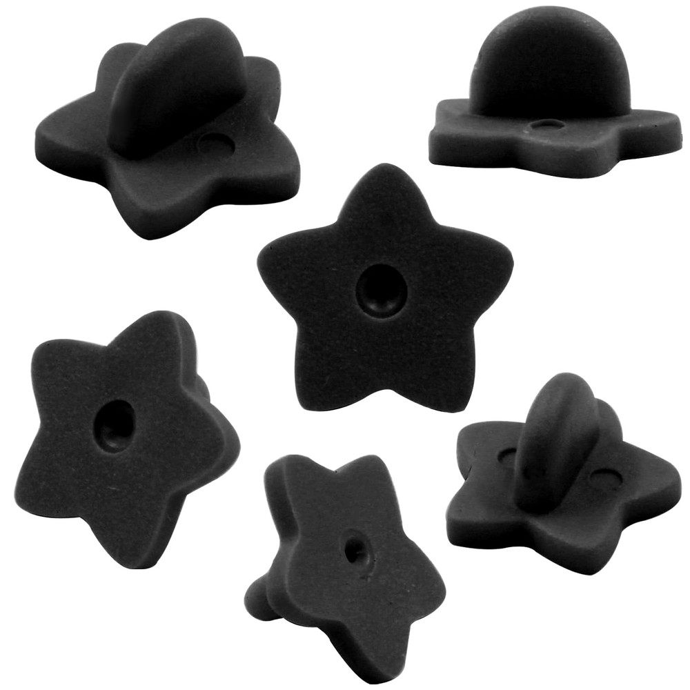 Rubber Pin Backs 100 Pack Star Shape Lapel Backing Locking keepers Black