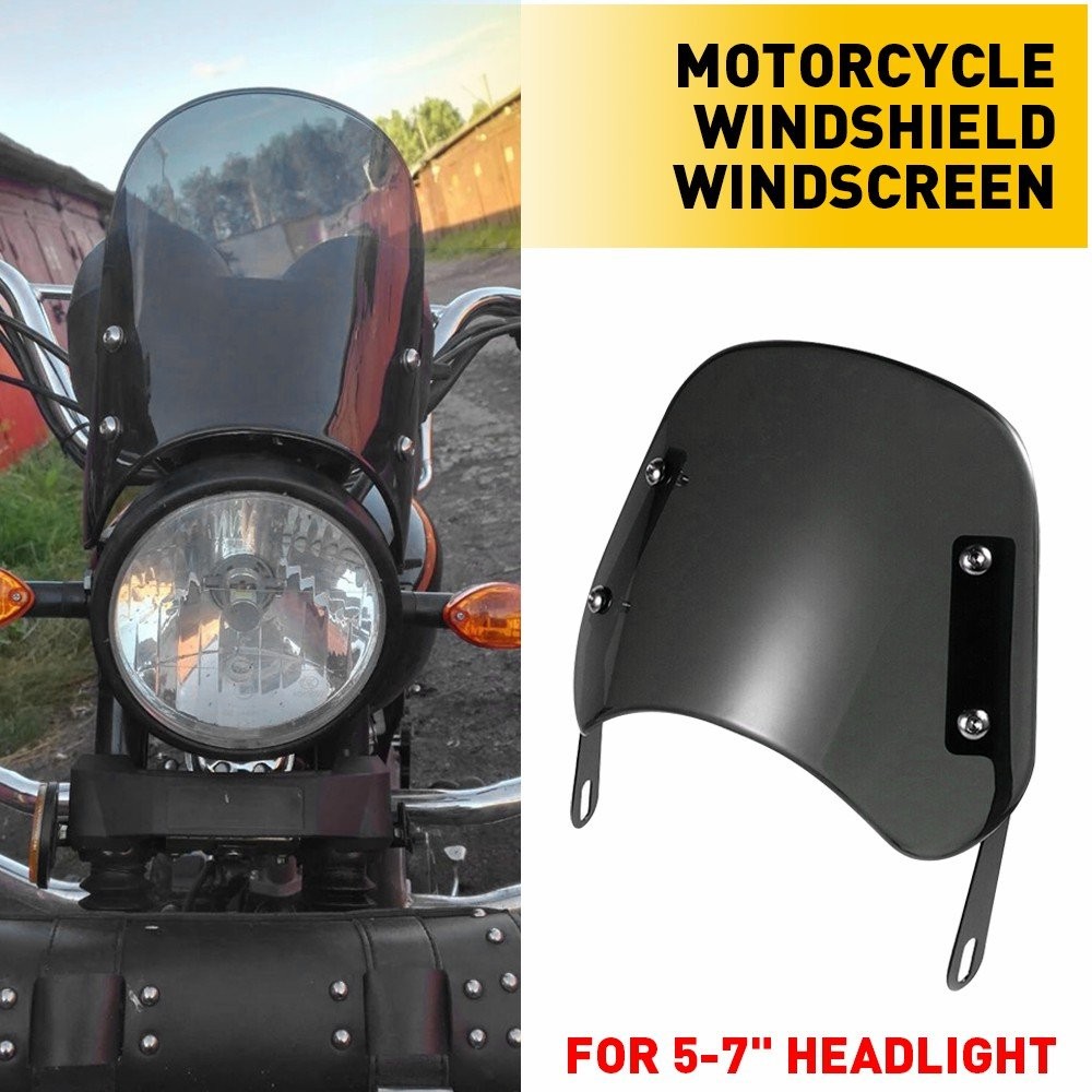5-7" Headlamp Windshield Front Flyscreen Windscreen w/ Mount Bracket Motorcycle