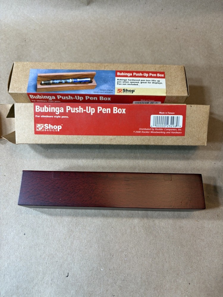 New.......Solid Bubinga Wood Push Up  Pen Box  for single / one pen