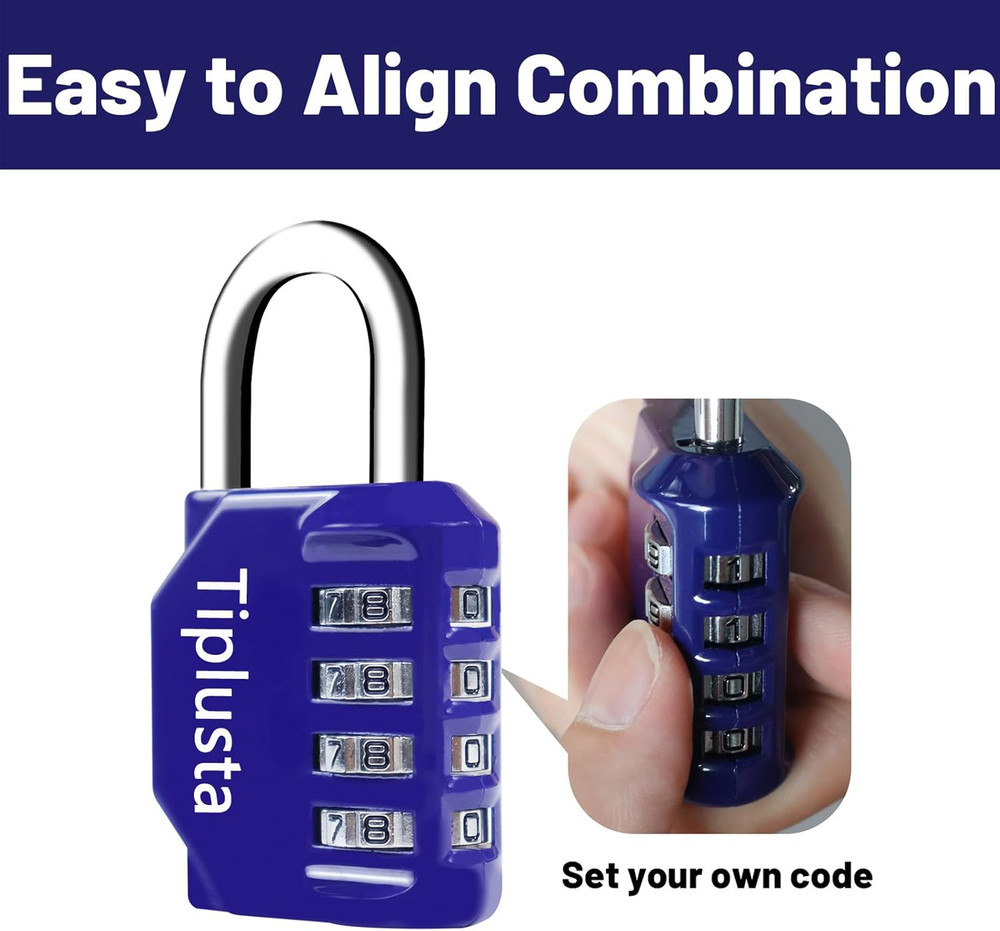 2 Pack Combination Lock, 4 Digit Resettable Padlock Lock Waterproof for Schoo...