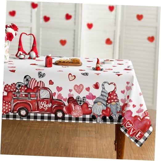 Valentine Tablecloth 60×84 Inch Rectangle, 60" x 84" (Rectangular) Black