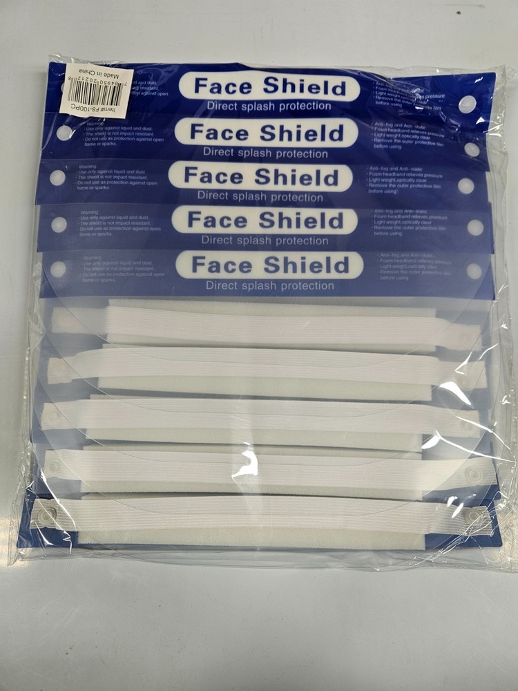 Face Shield, FS-100PC, 10/Pack, Anti-Splash