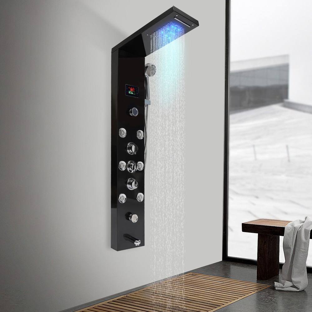 Shower Panel Tower System Wall Mounted Rainfall Waterfall Shower Head Shower Kit