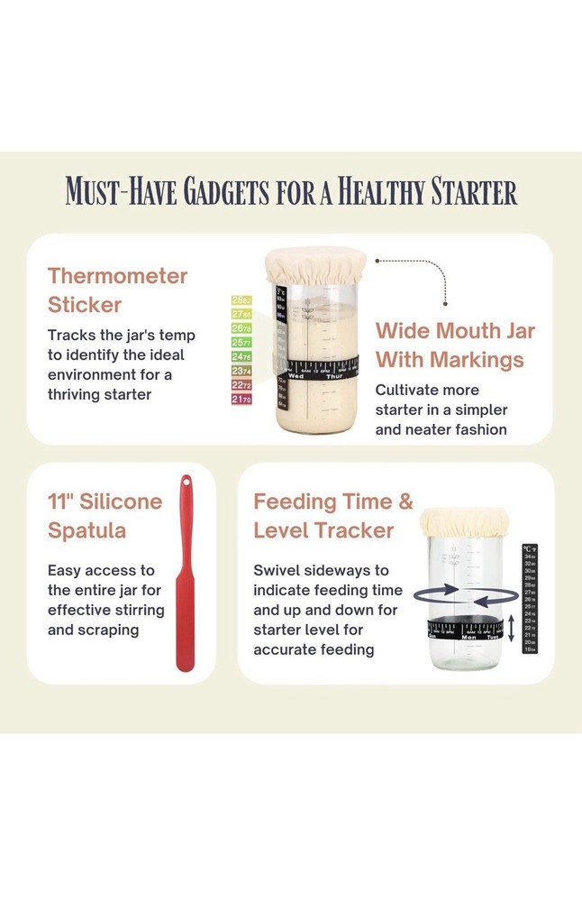 Sourdough Starter Kit, Complete Starter-To-Loaf Set with Instructions