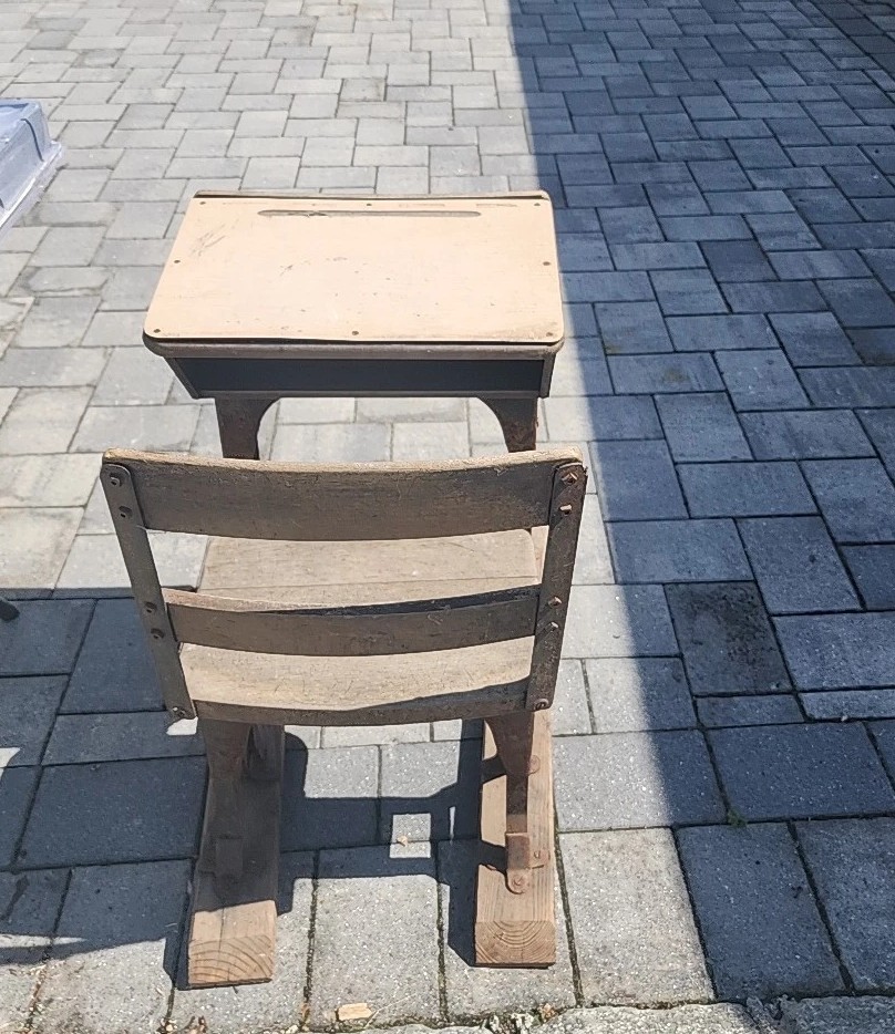 Antique School Desk. Vintage.