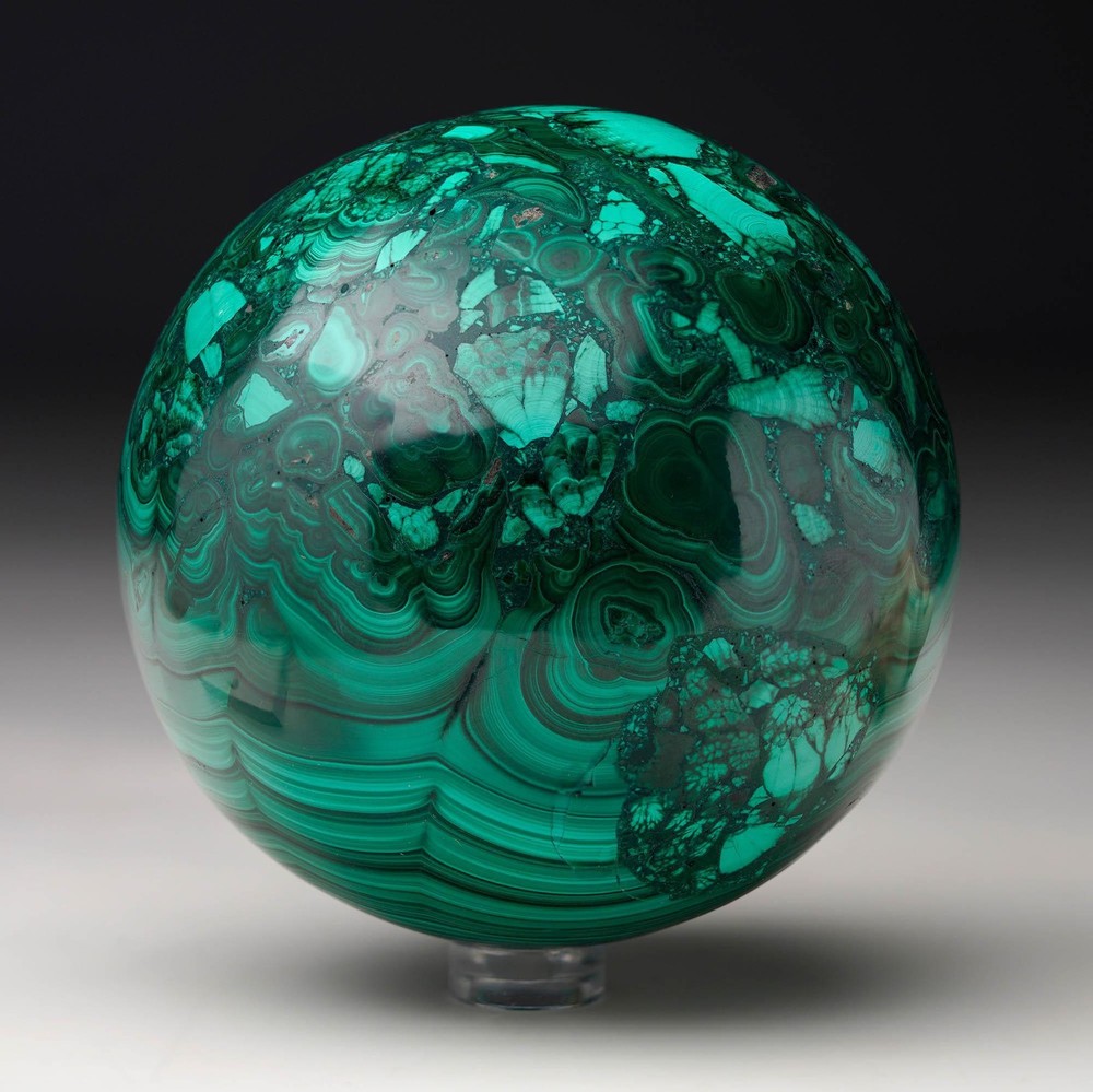 Hand-Polished Solid 3.5" Diameter Malachite Sphere // Ver. V