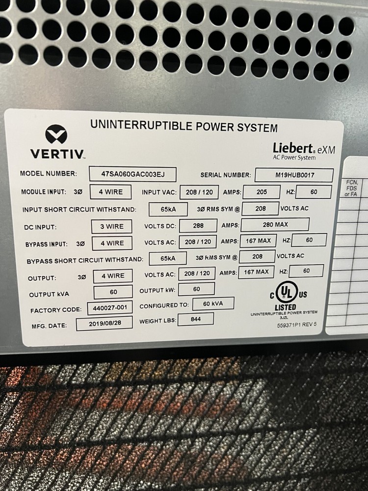 Vertiv Liebert EXM 60 kW UPS System