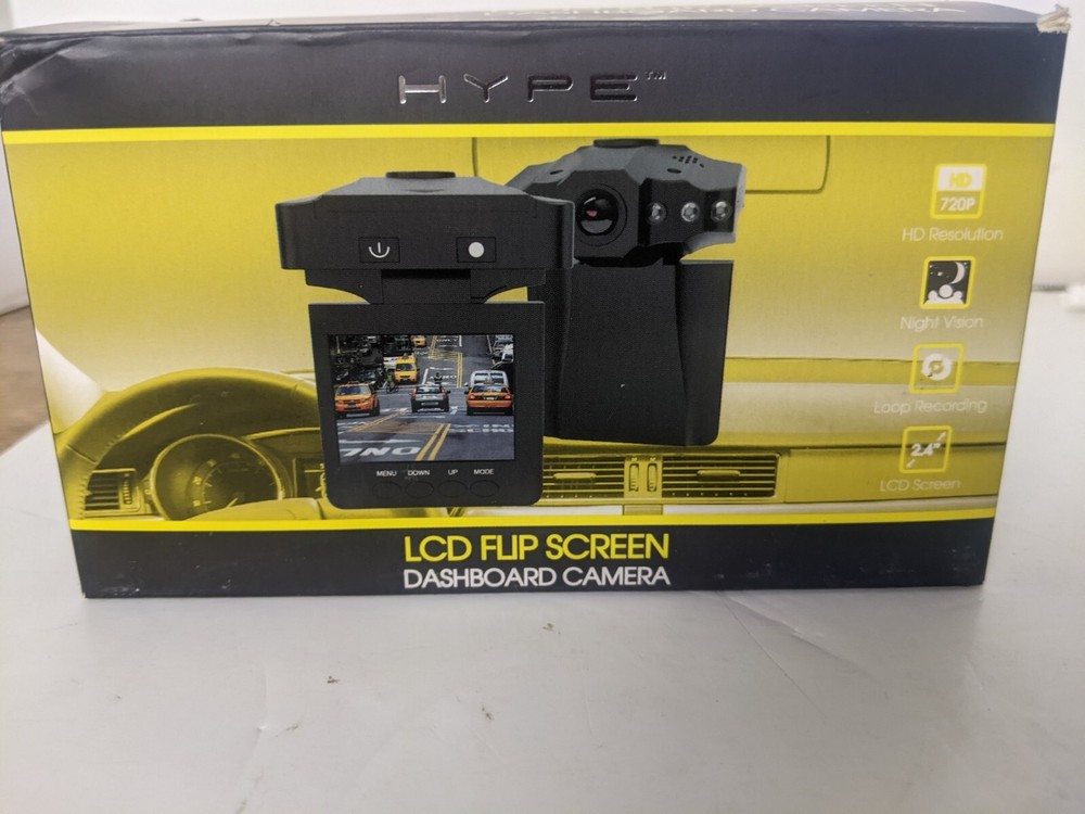 HYPE LCD flip screen dashboard camera 720 p. LCD Screen 2.4"