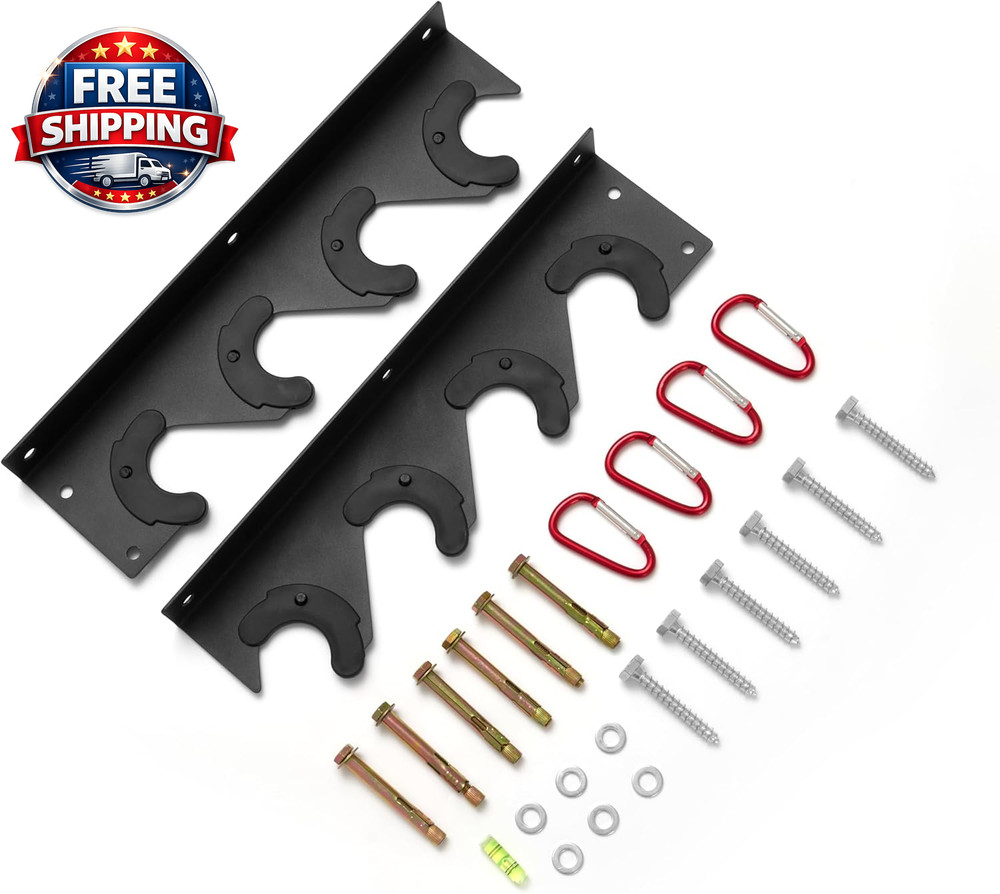 Olympic Barbell Wall Mount Storage Rack - Space-Saving Hanger Holder