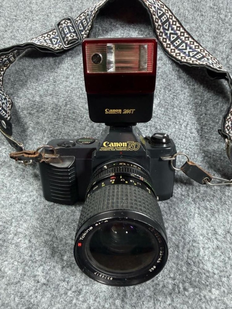 Canon T50 Programmed Automatic 28mm Film Camera with Flash
