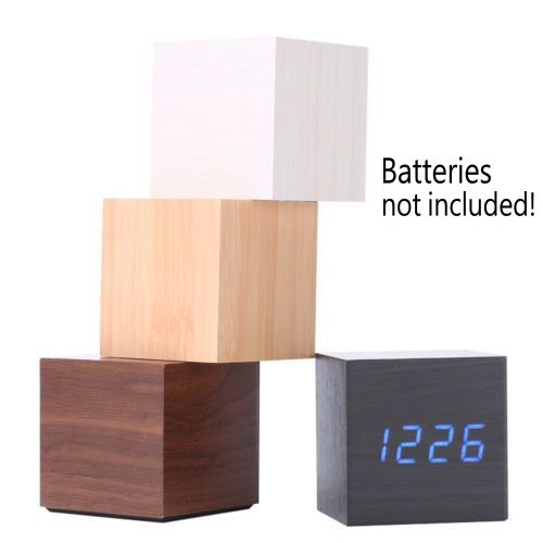 Modern Alarm Clock Wooden Digital LED Time Temperature Calendar Display Gifts