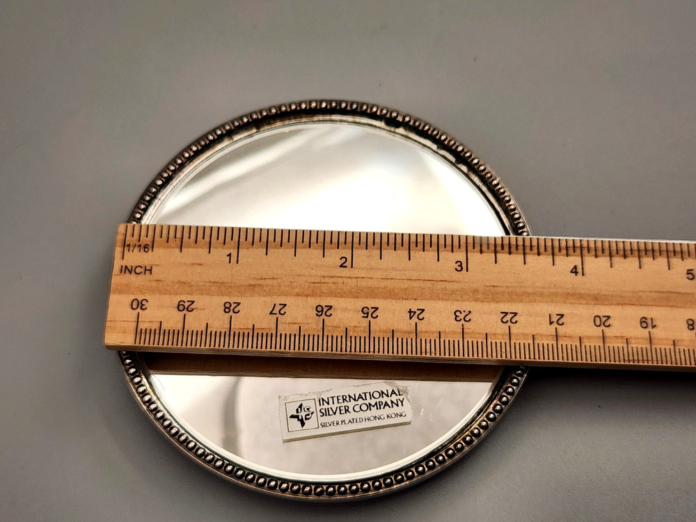International Silver Hand Mirror Silverplate 3.5"