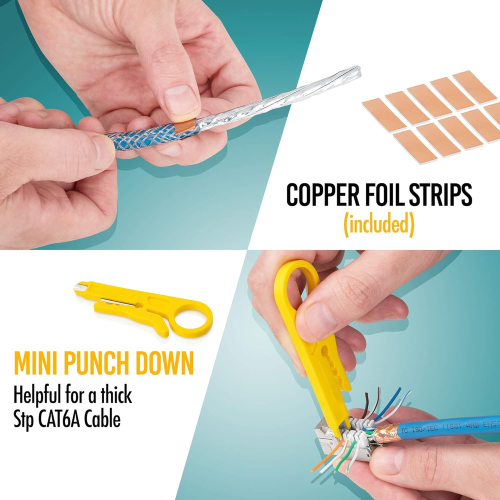 Easyshield (CAT6A Kit) - Speed Termination Tool, with 12 Slim Profile, 90-Degree