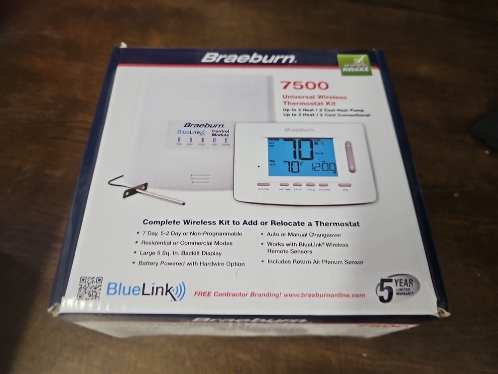 Braeburn 7500 Universal Wireless Thermostat Kit - Programmable/Non-Programmable
