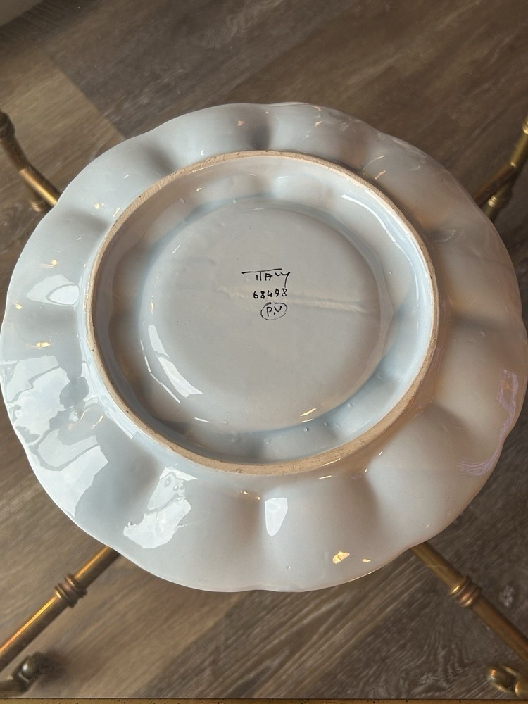 Hand-painted ceramic deviled egg plate with floral design