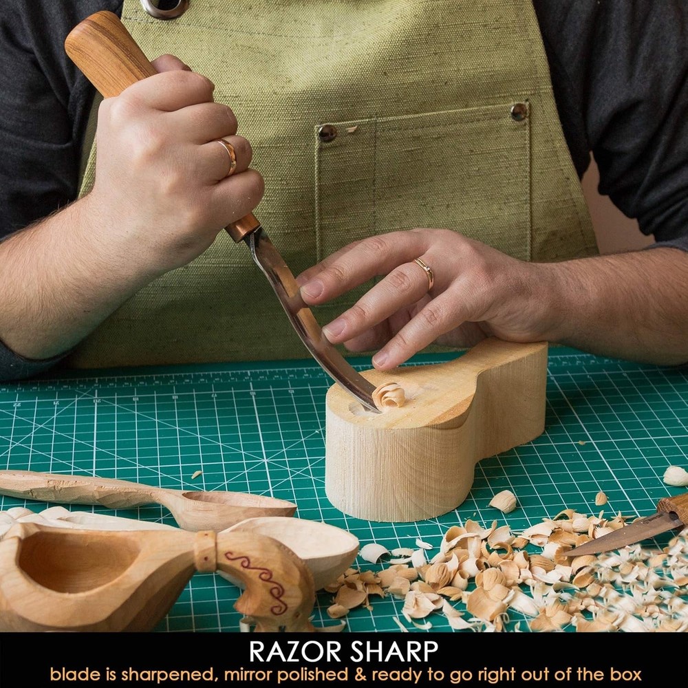 Versatile Wood Carving Tool, Spoon Chisel for Deep Recesses and Ornamentation