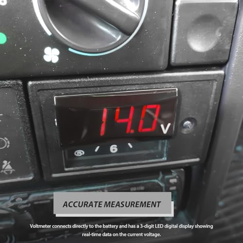 DC 12V Car Digital Voltmeter, 8-16V Waterproof LED Display Battery Voltage Red