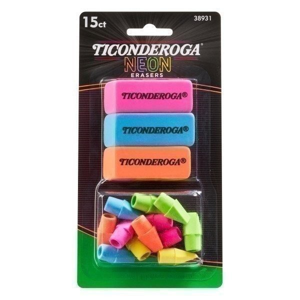 Ticonderoga Eraser Multi-Pack, Handheld & Pencil Top Erasers, Assorted...