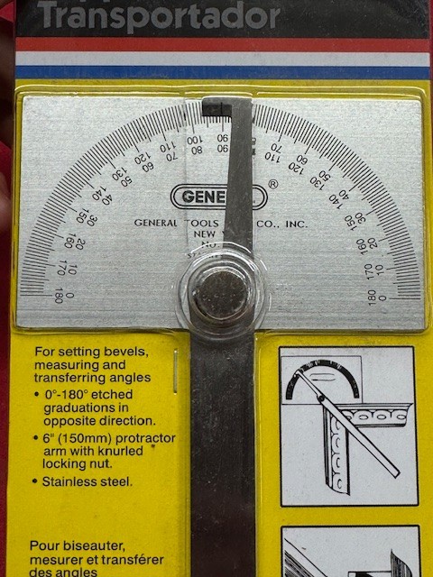 General Tools No. 17 Square Head Stainless Steel Angle Protractor 180 Degrees