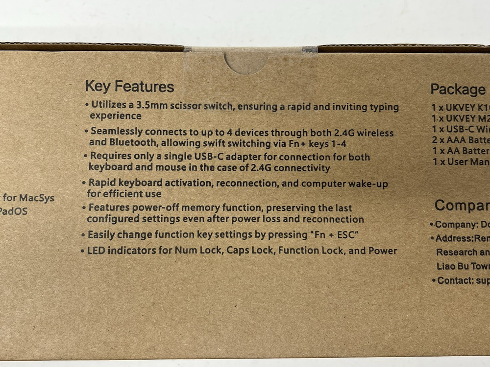 Wireless Bluetooth Keyboard & Mouse for Mac & PC Multi-Device Battery Powered WH