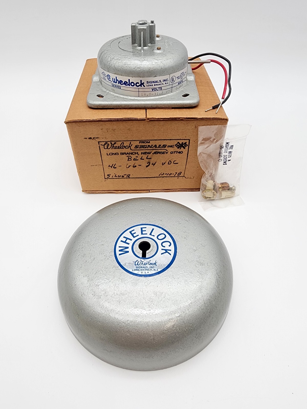 Brand New-Old Stock from 1975 Wheelock Signals Inc. Silver 6" Modular Alarm Bell