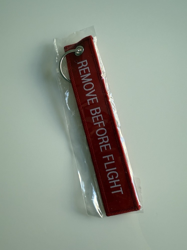 Red SpaceX Falcon 9 REMOVE BEFORE FLIGHT Luggage Tag Zipper Pull Keychain