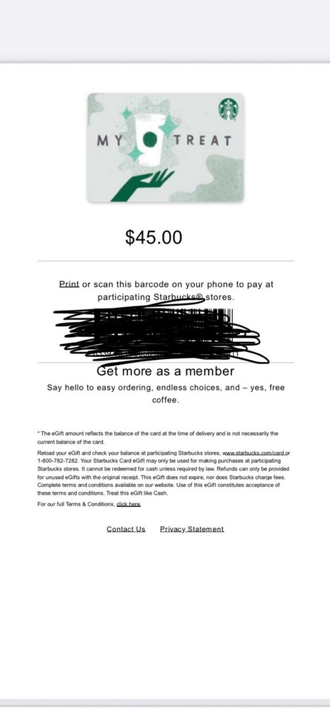 Starbucks USD E-Gift Card