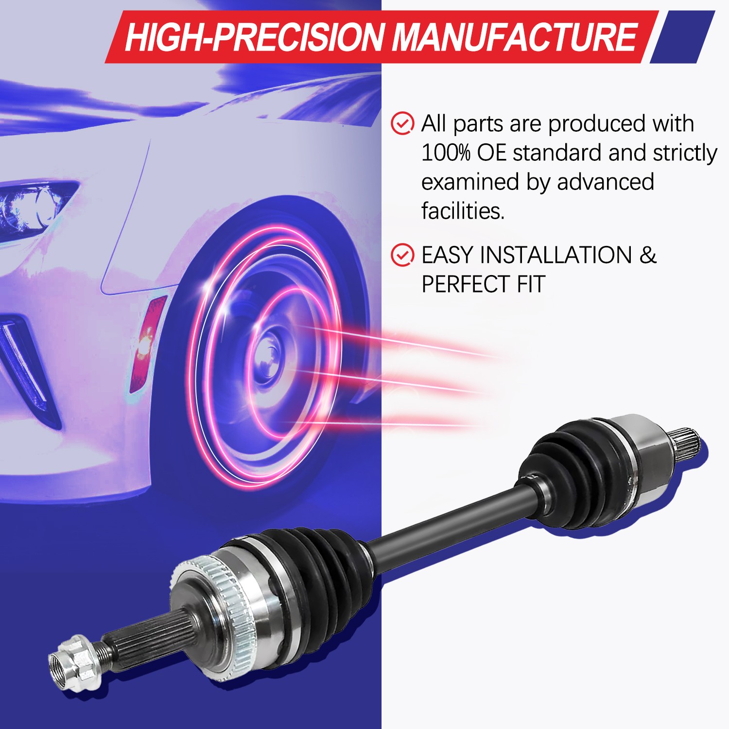 Front Extended Travel CV Axle Shaft for 11-19 Chevy Silverado 2500 HD Pickup OEM