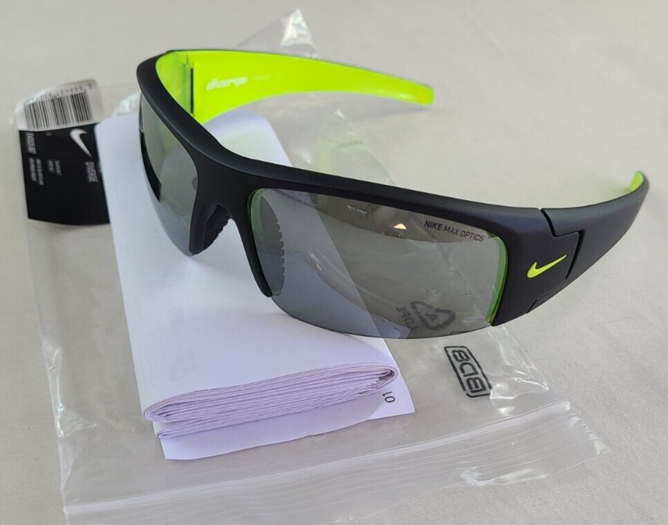 Nike Diverge Men's Sunglasses Matte Black Volt EV0325 Sport Wrap New w Tag Paper