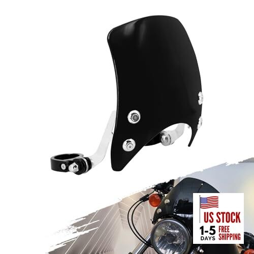 Motorcycle Adjustable Windshield Custom Compact Sport Black Windshield