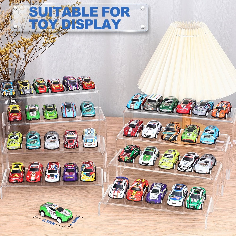 8 PCS Clear Acrylic Risers, 2 Sets, Rectangular Stands, Shelf, Decor, Showcase