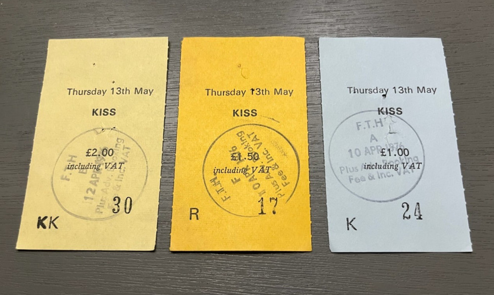 KISS May 13 1976 Free Trade Hall Manchester Tickets 1st UK Show Destroyer RARE
