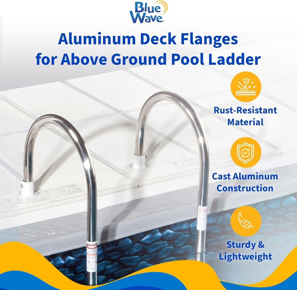 Aluminum Deck Flanges Compatible Above Ground Pool Ladder Pair
