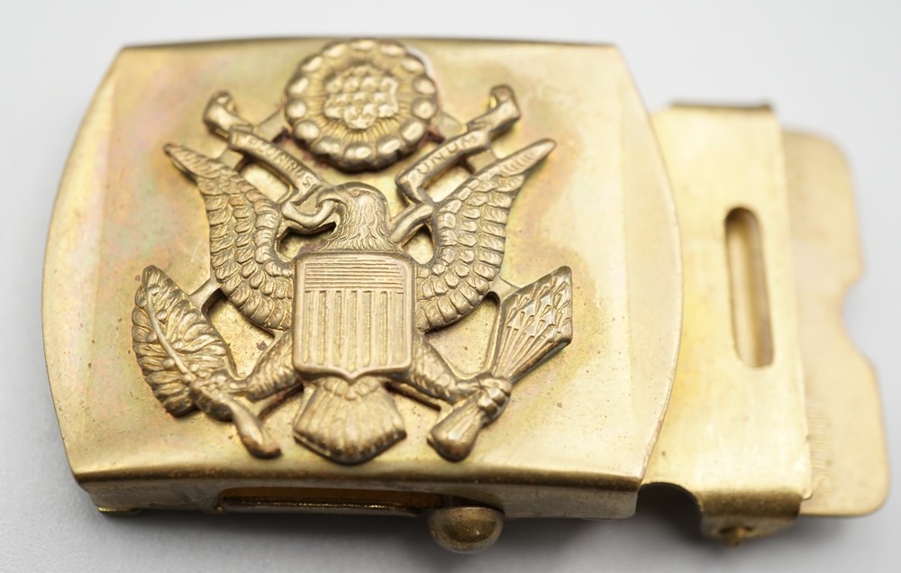 WWII Army Officer Brass Belt Buckle VERY NICE